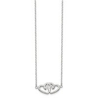 Sterling Silver Polished Two Hearts CZ Necklace, 18" view 2