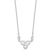 Sterling Silver Rhodium-plated Polished Celtic Knot Necklace with 1.5 Inch Extension, 16" view 2