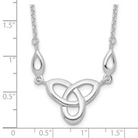 Sterling Silver Rhodium-plated Polished Celtic Knot Necklace with 1.5 Inch Extension, 16" view 3