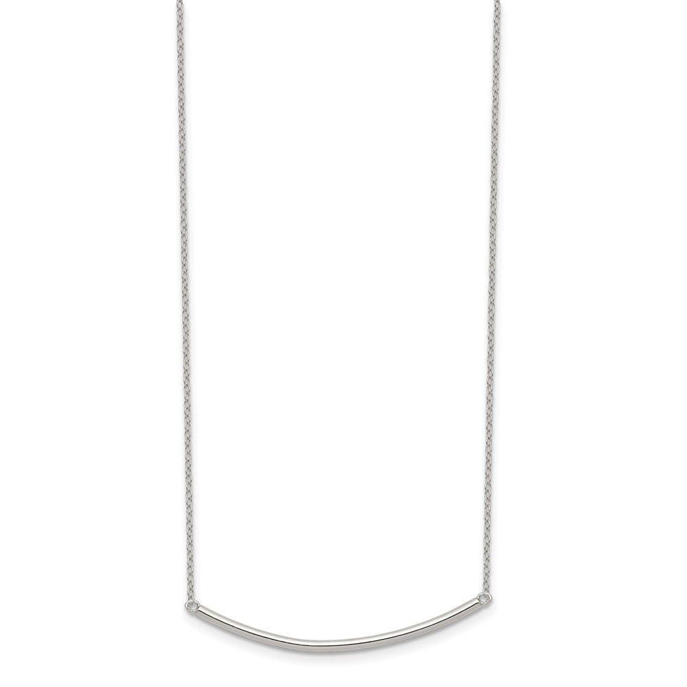 Sterling Silver Rhodium-plated Polished w/1 inch ext. Bar Necklace (QG3681-16)