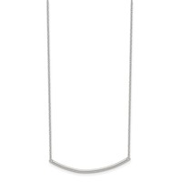 Sterling Silver Rhodium-plated Polished Curved Bar Necklace with 1 Inch Extension, 16" view 2