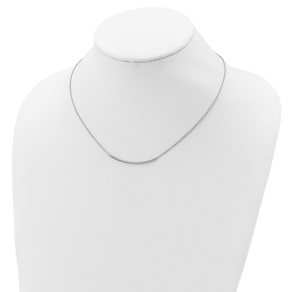 Sterling Silver Rhodium-plated Polished w/1 inch ext. Bar Necklace (QG3681-16)