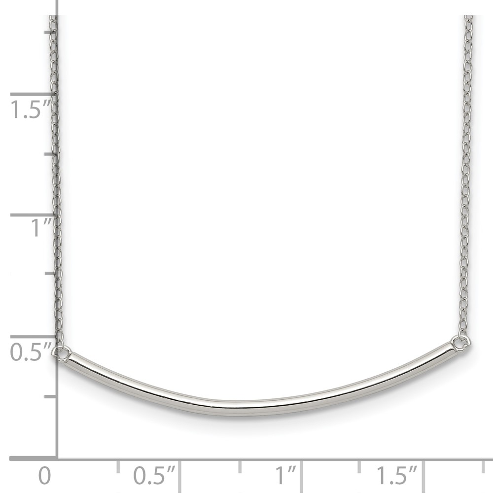 Sterling Silver Rhodium-plated Polished w/1 inch ext. Bar Necklace (QG3681-16)