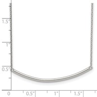 Sterling Silver Rhodium-plated Polished Curved Bar Necklace with 1 Inch Extension, 16" view 3