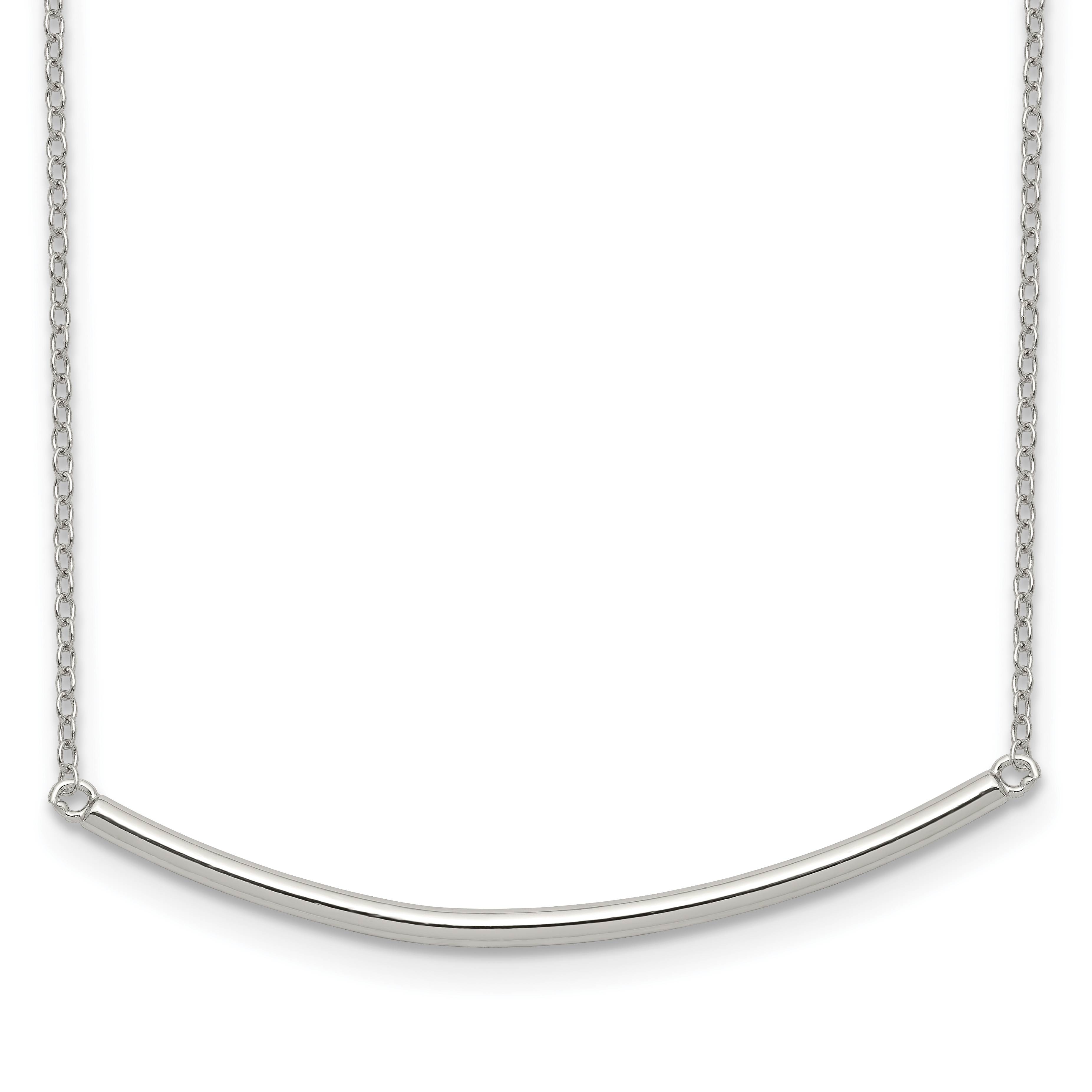 Sterling Silver Rhodium-plated Polished w/1 inch ext. Bar Necklace (QG3681-16)