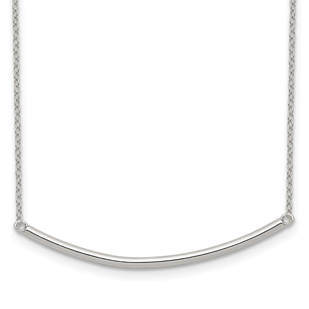 Sterling Silver Rhodium-plated Polished w/1 inch ext. Bar Necklace (QG3681-16)