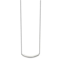 Sterling Silver Rhodium-plated Polished Curved Bar Necklace with 2 Inch Extension, 16" view 2