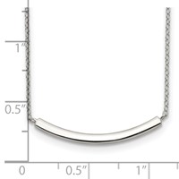 Sterling Silver Rhodium-plated Polished Curved Bar Necklace with 2 Inch Extension, 16" view 3