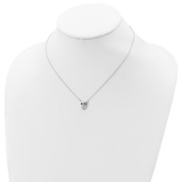 Sterling Silver Rhodium-plated Blue Glass Stone Owl Necklace with 2 Inch Extension, 16" view 4