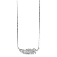Sterling Silver Rhodium-plated CZ Leaf 18 Inch Necklace view 2