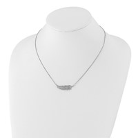 Sterling Silver Rhodium-plated CZ Leaf 18 Inch Necklace view 4