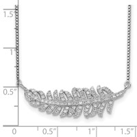 Sterling Silver Rhodium-plated CZ Leaf 18 Inch Necklace view 3