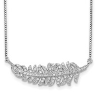 Sterling Silver Rhodium-plated CZ Leaf 18 Inch Necklace view 1