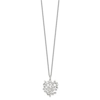 Sterling Silver Rhodium-plated Polished CZ Leaf Necklace, 18" view 2