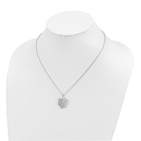 Sterling Silver Rhodium-plated Polished CZ Leaf Necklace, 18" view 4