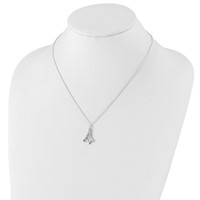 Sterling Silver Polished Swirled Christmas Tree Necklace, 18" view 4