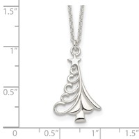 Sterling Silver Polished Swirled Christmas Tree Necklace, 18" view 3