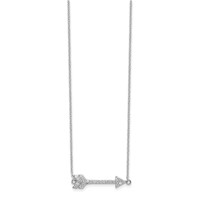 Sterling Silver Rhodium-plated CZ Arrow Necklace with 2 Inch Extension, 16" view 2