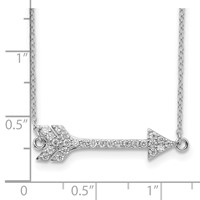 Sterling Silver Rhodium-plated CZ Arrow Necklace with 2 Inch Extension, 16" view 3