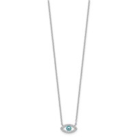 Sterling Silver Rhodium-plated Enamel Eye Necklace with CZ, 18" view 2