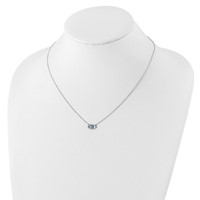 Sterling Silver Rhodium-plated Enamel Eye Necklace with CZ, 18" view 4