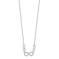 Sterling Silver Rhodium-plated Polished CZ Infinity Symbols Necklace, 18" view 2