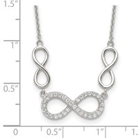 Sterling Silver Rhodium-plated Polished CZ Infinity Symbols Necklace, 18" view 3