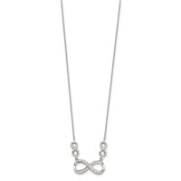 Sterling Silver Rhodium-plated Polished CZ Infinity Symbols Necklace, 18" view 2