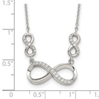 Sterling Silver Rhodium-plated Polished CZ Infinity Symbols Necklace, 18" view 3