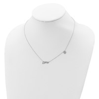 Sterling Silver Rhodium-plated Polished Love Necklace with CZ Heart Charm, 18" view 4