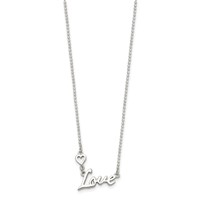 Sterling Silver Polished Love Necklace with Heart, 18" view 2