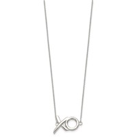 Sterling Silver Polished XO Necklace with 2 Inch Extension, 16" view 2