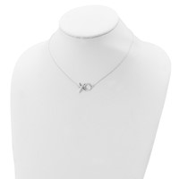 Sterling Silver Polished XO Necklace with 2 Inch Extension, 16" view 4
