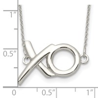 Sterling Silver Polished XO Necklace with 2 Inch Extension, 16" view 3