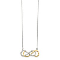 Sterling Silver Flash Gold-plated CZ Double Infinity Symbol Necklace, 17.5" view 2