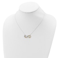 Sterling Silver Flash Gold-plated CZ Double Infinity Symbol Necklace, 17.5" view 4