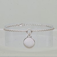 Sterling Silver Rhodium-plated Engravable 15mm Round Disc Cable Link Bracelet with 1 Inch Extension - 7in view 3