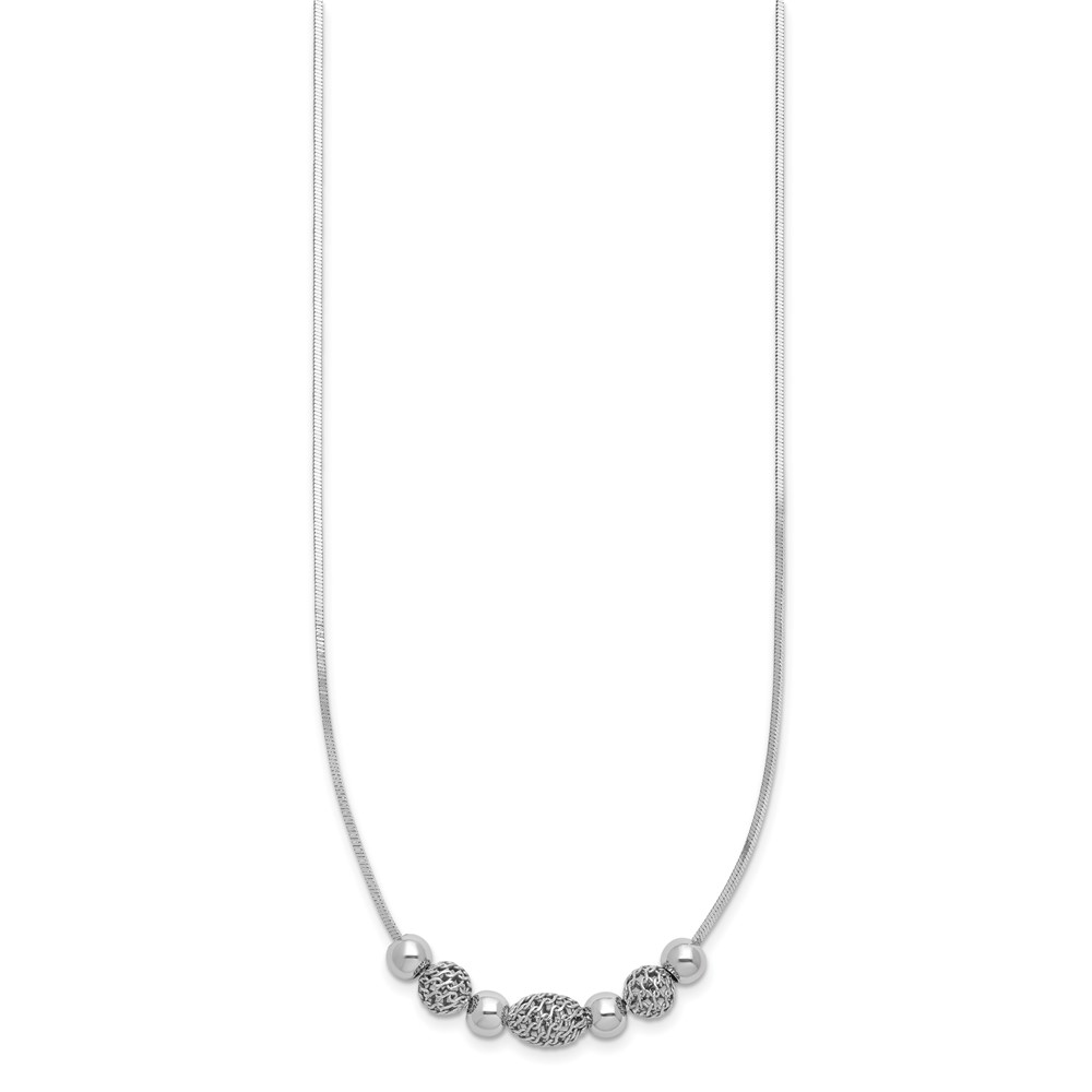 Sterling Silver Rhodium-plated Polished Filigree Bead Necklace (QG3768-18)