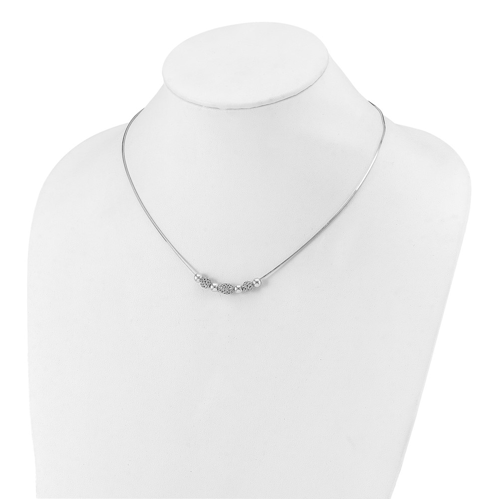 Sterling Silver Rhodium-plated Polished Filigree Bead Necklace (QG3768-18)