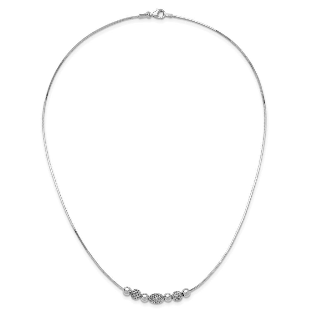 Sterling Silver Rhodium-plated Polished Filigree Bead Necklace (QG3768-18)