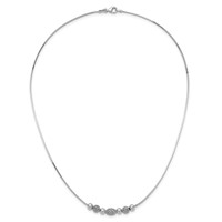 Sterling Silver Rhodium-plated Polished and Filigree Bead Necklace, 18" view 5