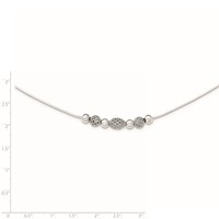Sterling Silver Rhodium-plated Polished and Filigree Bead Necklace, 18" view 3