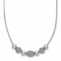 Sterling Silver Rhodium-plated Polished and Filigree Bead Necklace, 18" view 1