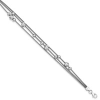 Sterling Silver 3 Strand D C Bead Polished Fancy Bracelet view 1