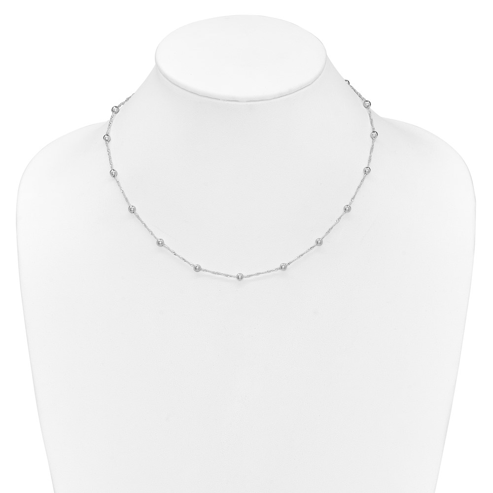 Sterling Silver Polished Beaded 18in Necklace (QG3779-18)