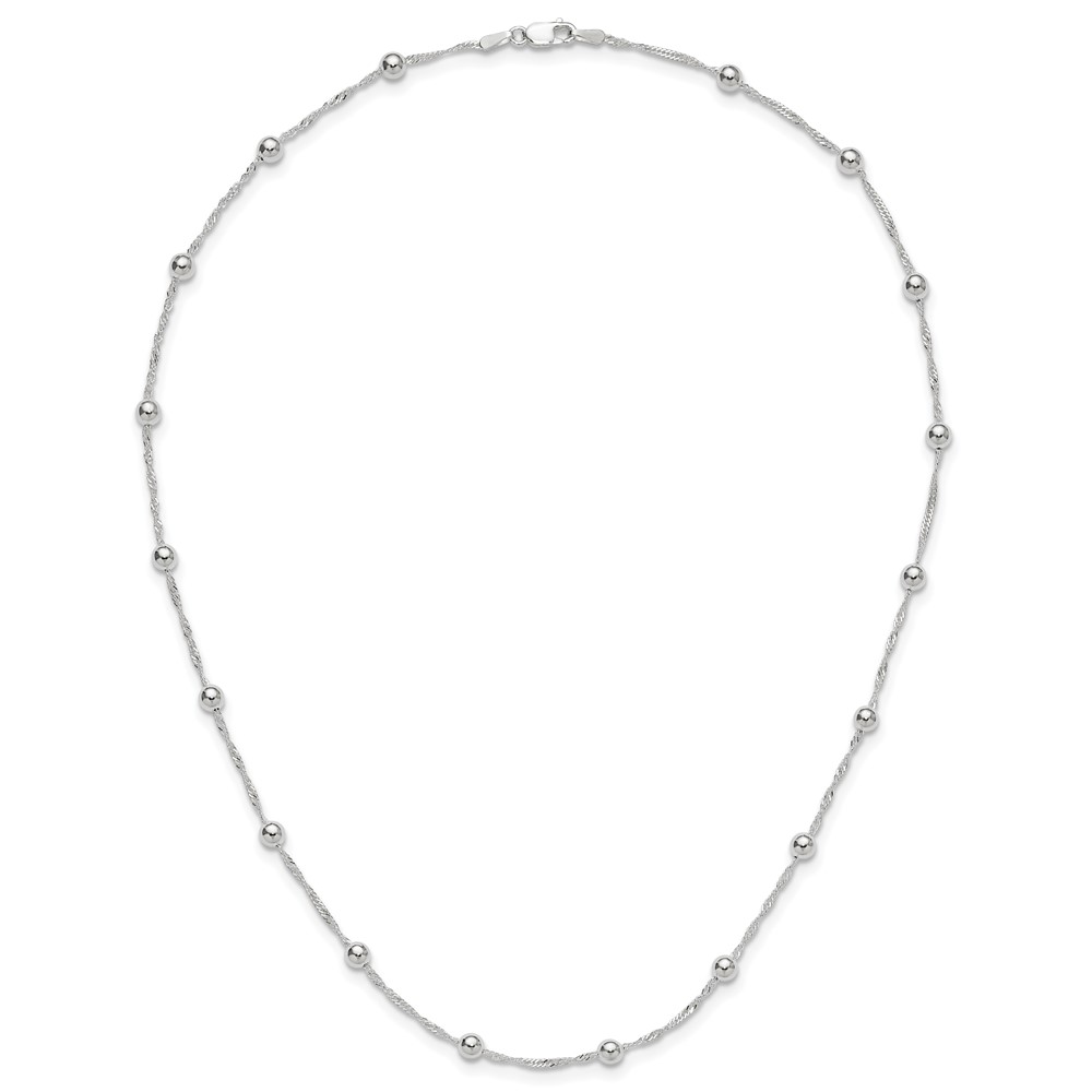 Sterling Silver Polished Beaded 18in Necklace (QG3779-18)