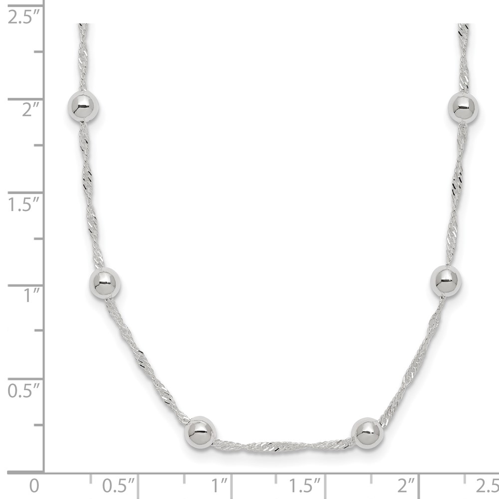 Sterling Silver Polished Beaded 18in Necklace (QG3779-18)
