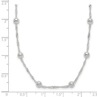 Sterling Silver Polished Beads Necklace with Singapore Chain, 18" view 5