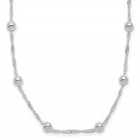 Sterling Silver Polished Beads Necklace with Singapore Chain, 18" view 1