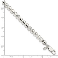 Sterling Silver Polished and Diamond-cut Beaded Bracelet, 7.5" view 3